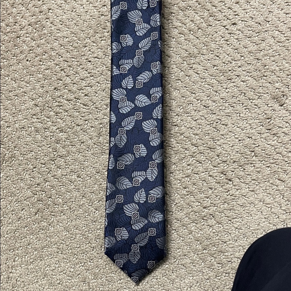 Ted Baker London Navy Leaf Pattern Tie